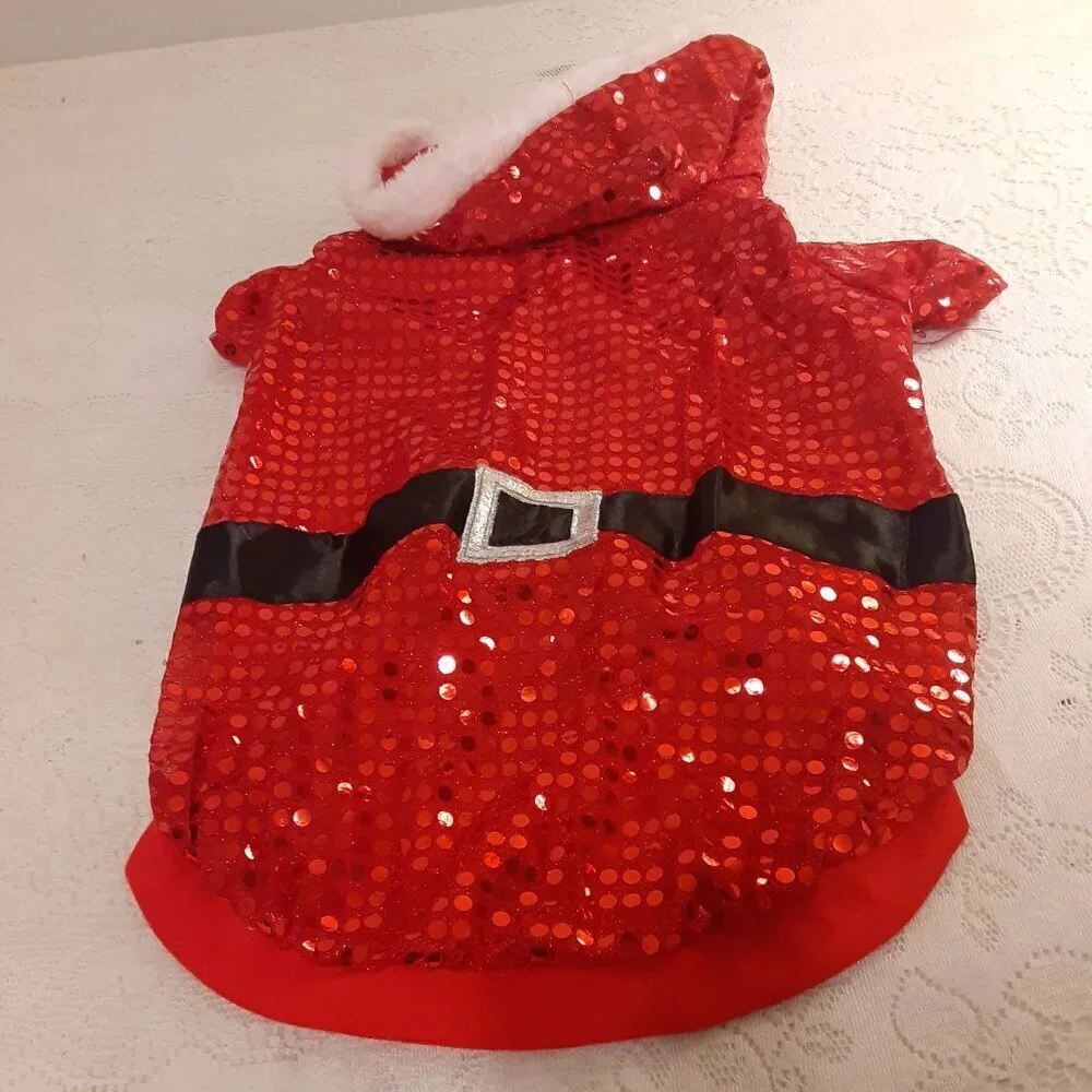 Top Paw (XL) Santa Red Sequined Suit with Fur Trimmed Hood for 24